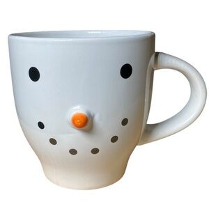 Simple Snowman Face w/ 3D Carrot Nose Ceramic Coffee Tea Mug Cup